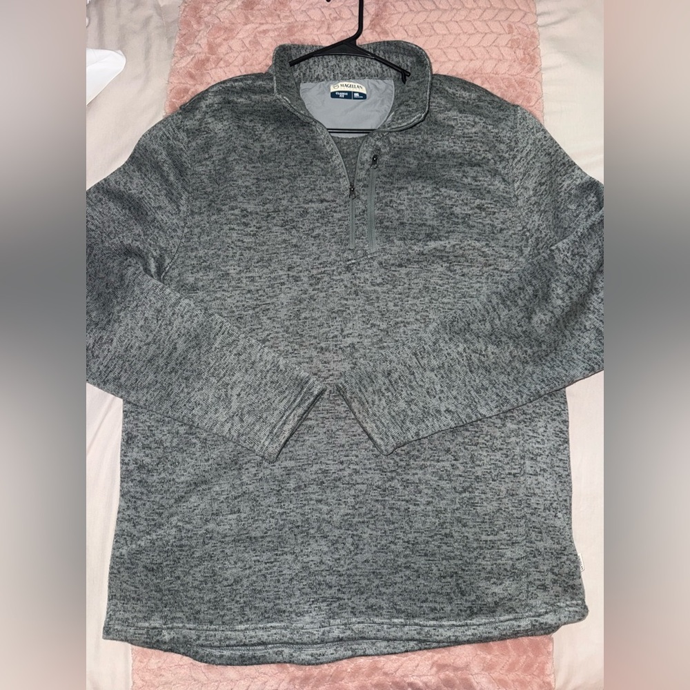 Magellan Outdoor Classic Fit Large Gray Pullover Fleece Quarter Zip